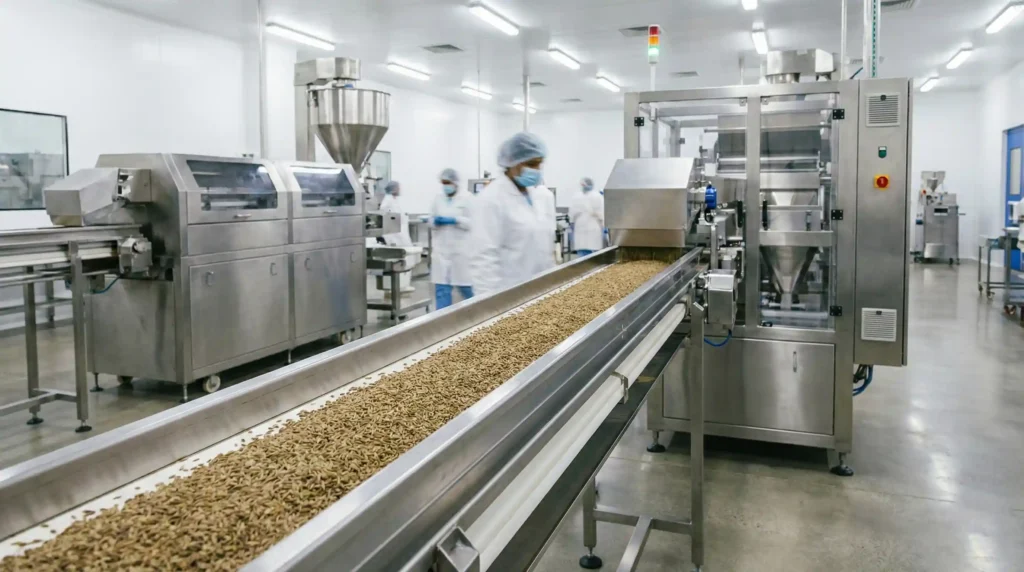 Modern spice processing facility with laser sorting technology ensuring 99.5% purity